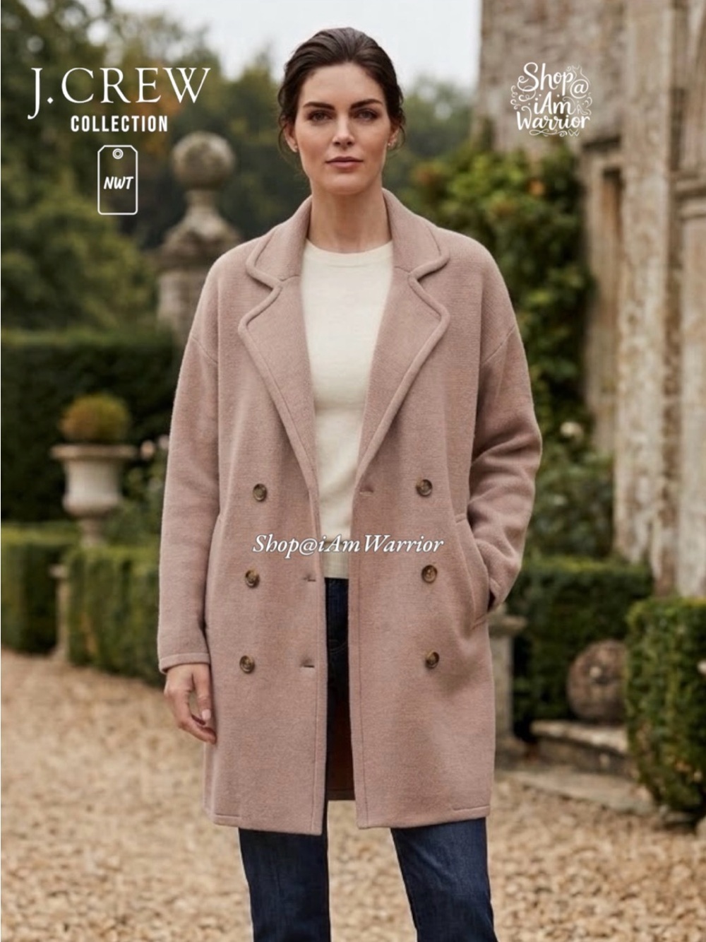 J.Crew Collection NWT Double-Breasted Sweater Coat Blush Pink Knit Coatigan